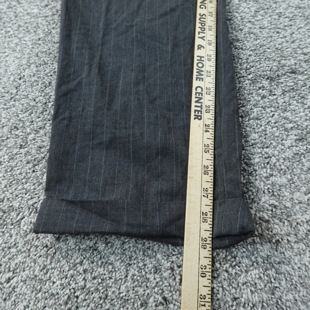 Ralph Lauren Pants Mens 32X30 Gray Wool Pinstripe Dress Trouser Pleated Cuffed